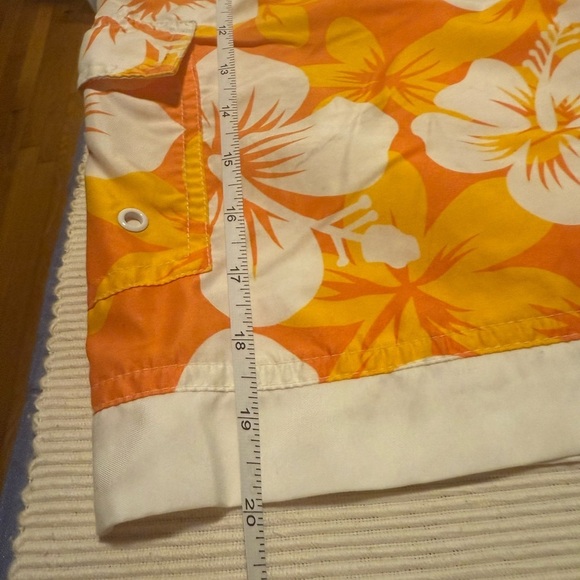 J. Khaki Orange Yellow Swim Trunks with Floral Design - Picture 4 of 8